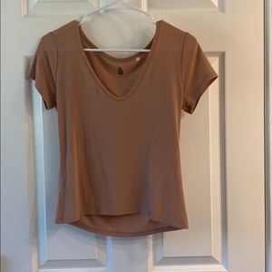 ribbed v neck top
